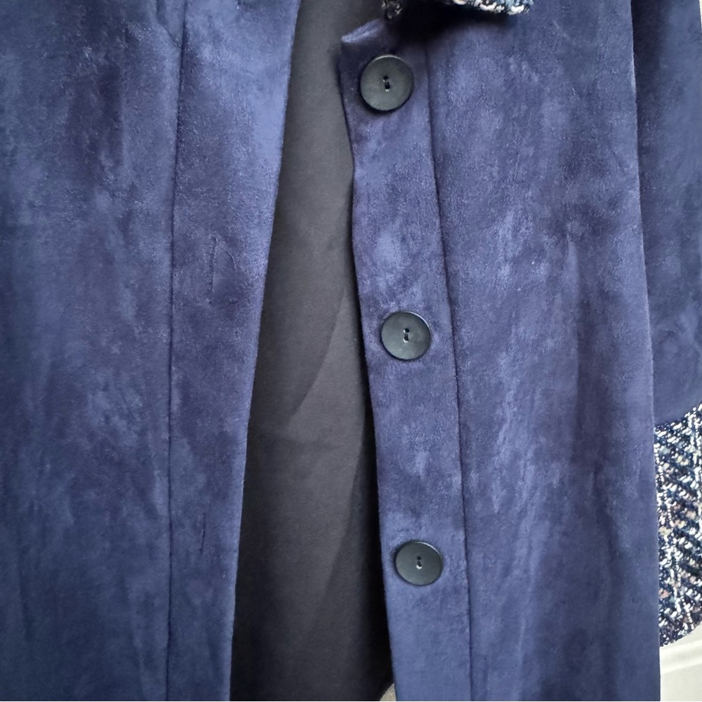 Navy Blazer with Tweed Accents - Picture 6 of 10